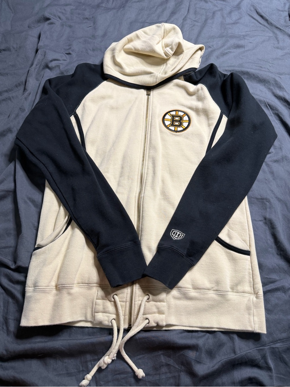 NHL Boston Bruins Two-Tone Full-Zip Hoodie - Black & Cream